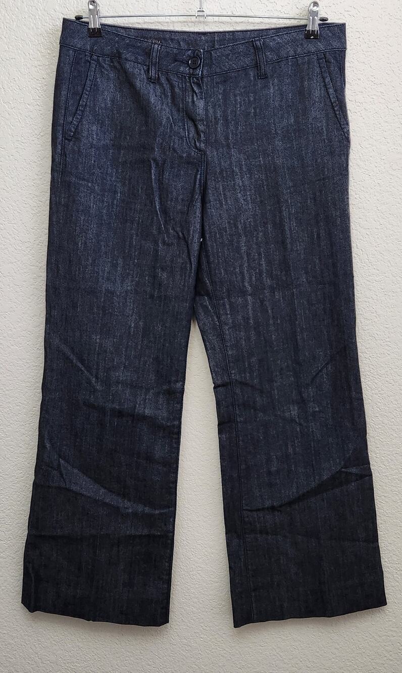 Trouser Blue Wide Leg Slashed Pockets Flat Front Jeans 12 / 31  Lightweight